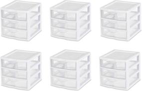 img 4 attached to Sterilite 20738006 Small 3 Drawer Unit - White Frame with Clear Drawers (Pack of 6)