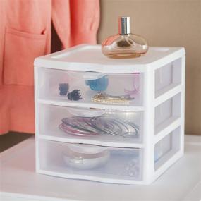 img 1 attached to Sterilite 20738006 Small 3 Drawer Unit - White Frame with Clear Drawers (Pack of 6)