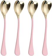 ❤️ hissf heart shaped spoons: 4-pack, 18/10 stainless steel, 6.7 inches - perfect for desserts, ice cream, tea, cocktails, and sugar logo