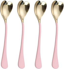 img 4 attached to ❤️ HISSF Heart Shaped Spoons: 4-Pack, 18/10 Stainless Steel, 6.7 inches - Perfect for Desserts, Ice Cream, Tea, Cocktails, and Sugar