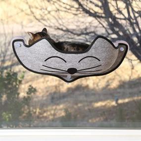 img 4 attached to 🐱 K&amp;H PET PRODUCTS EZ Mount Window Bed Kitty Sill in Gray with Kitty Face - Size: 27 X 11 X 6 Inches