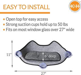 img 3 attached to 🐱 K&amp;H PET PRODUCTS EZ Mount Window Bed Kitty Sill in Gray with Kitty Face - Size: 27 X 11 X 6 Inches