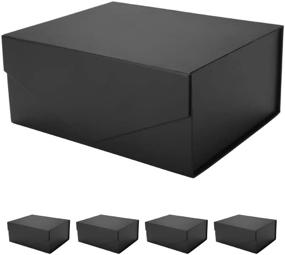 img 4 attached to 🎁 PACKHOME 5 Gift Boxes 9.5x7x4 Inches: Stylish & Practical Groomsman Boxes with Magnetic Lids for Gift Packaging (Matte Black, Grain Texture)