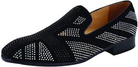 img 4 attached to 👞 ELANROMAN Rhinestone Moccasins: Trendy Loafers & Slip-Ons for Fashionable Men