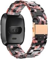 привлекательный ремешок из премиальной смолы для замены на часы fitbit versa/versa 2/versa lite edition - легкий и модный ремешок из смолы songsier для умных часов fitbit versa логотип