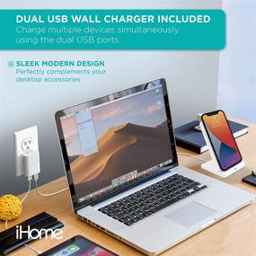 img 3 attached to IHome Беспроводная зарядная подставка с двойным USB-адаптером для стены: быстрая зарядка Qi: 7 аксессуаров для портативных аудио- и видеоплееров и MP3- и MP4-плееров.