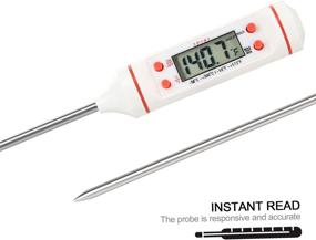 img 1 attached to 🌡️ Vikeepro Accurate Cooking Thermometer: Fast & Constant Read, LCD Display for Meat, Grill, BBQ, Milk, and Bath Water (White & White)