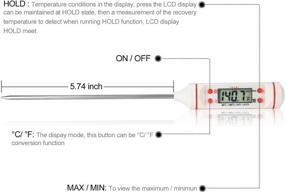 img 3 attached to 🌡️ Vikeepro Accurate Cooking Thermometer: Fast & Constant Read, LCD Display for Meat, Grill, BBQ, Milk, and Bath Water (White & White)