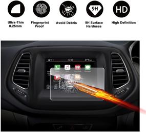 img 4 attached to RUIYA HD Clear Tempered Glass Car In-Dash Touch Screen Protector for 2017-2018 Compass Uconnect Navigation Display (7-Inch)