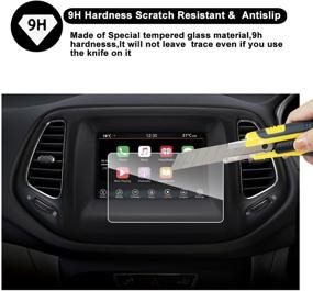 img 2 attached to RUIYA HD Clear Tempered Glass Car In-Dash Touch Screen Protector for 2017-2018 Compass Uconnect Navigation Display (7-Inch)