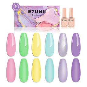 img 4 attached to 💅 E7UNII UV Gel Nail Polish Set: 10ML Large Capacity, Economical Pack of 6Pcs Macaron Pastel Candy Colors, Perfect Summer Soak Off Gel Polish Kit