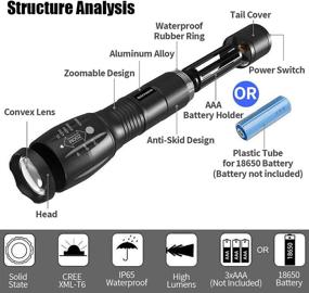 img 1 attached to 2 Pack - BINWO LED Tactical Flashlight Super Bright Portable Outdoor Water Resistant Torch Light with Zoomable Function and 5 Light Modes - High Lumen XML T6 LED Flashlights