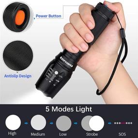 img 3 attached to 2 Pack - BINWO LED Tactical Flashlight Super Bright Portable Outdoor Water Resistant Torch Light with Zoomable Function and 5 Light Modes - High Lumen XML T6 LED Flashlights