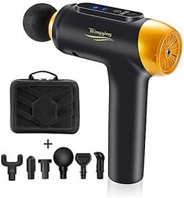 img 1 attached to 💪 WLHOPE Muscle Handheld Massage Gun Back Neck Massager for Athletes - Adjustable Deep Tissue Percussion Massage Gun with 20 Speed Level (Black & Gold 05)