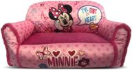 pink disney minnie mouse sherpa trim toddler double bean bag sofa chair logo
