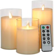 🕯️ flameless flickering battery operated candles with realistic led flames - heat resistant acrylic design, 10-key remote control, 24-hour timer (ivory) logo