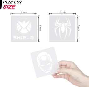 img 3 attached to 🦸 Superhero Stencils Painting Kit - Transform Wood with 16 Avatars and Logo Stencils