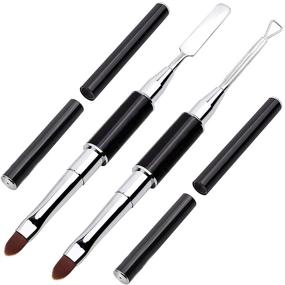 img 4 attached to 🖌️ Dual-Ended Acrylic UV Gel Brush Set: Kalolary Gel Picker, Nail Pusher, Peeler Scraper and Cuticle Remover – Ideal for Nails Extension