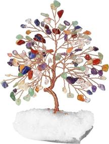 img 4 attached to 🌳 Enhance Wealth and Luck with Jovivi Natural 7 Chakra Gemstone Healing Crystal Tree on Rock Quartz Cluster Geodes Base Bonsai Money Tree for Feng Shui Home Table Decoration - 5.5"-6.3