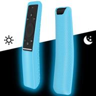 slim silicone protective case cover for samsung bn59 series smart tv remote controller - battery back case skin sleeve protector for samsung 4k ultra hdtv remote control in glow sky blue logo