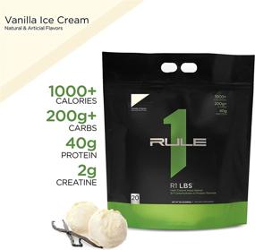 img 3 attached to R1 LBS Vanilla Crème: High-Calorie Weight Gain Formula with 1,000+ Calories, 200g+ Complex Carb Blend, 40g All-Whey Protein, Less than 6g Fat Per Serving, 12 Pounds, 20 Servings by Rule One Proteins