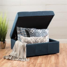 img 3 attached to 🔵 Navy Blue Fabric Tufted Storage Ottoman with Channing Design