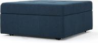 🔵 navy blue fabric tufted storage ottoman with channing design logo