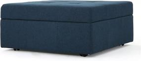 img 4 attached to 🔵 Navy Blue Fabric Tufted Storage Ottoman with Channing Design