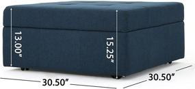 img 2 attached to 🔵 Navy Blue Fabric Tufted Storage Ottoman with Channing Design