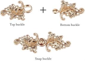 img 3 attached to 🧥 OLYCRAFT 12 Pairs Asymmetric Acanthus Leaf Sew on Cape Cloak Clasp Fasteners 51 x 19mm Hook and Eye Cardigan Clip for Rope, Sweater, and Cloth Making - Light Gold, Platinum, Gunmetal - Improved SEO