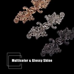 img 1 attached to 🧥 OLYCRAFT 12 Pairs Asymmetric Acanthus Leaf Sew on Cape Cloak Clasp Fasteners 51 x 19mm Hook and Eye Cardigan Clip for Rope, Sweater, and Cloth Making - Light Gold, Platinum, Gunmetal - Improved SEO