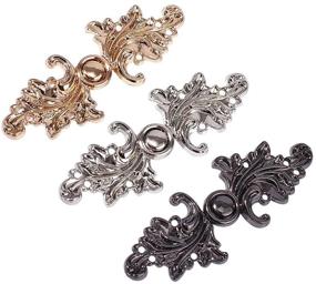 img 4 attached to 🧥 OLYCRAFT 12 Pairs Asymmetric Acanthus Leaf Sew on Cape Cloak Clasp Fasteners 51 x 19mm Hook and Eye Cardigan Clip for Rope, Sweater, and Cloth Making - Light Gold, Platinum, Gunmetal - Improved SEO