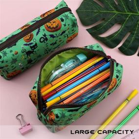 img 2 attached to 🎃 LParkin Halloween Canvas Pencil Case: Perfect Stationery Bag for Makeup & Cosmetics