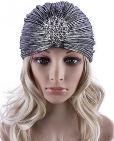 img 2 attached to 🎩 Vintage Lurex Knit Turban Beanie Hats for Women - Perfect Headwraps for Gatsby-themed Cocktail Parties in the 1920s