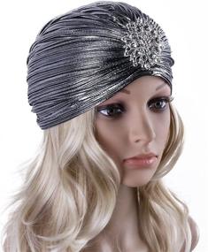 img 1 attached to 🎩 Vintage Lurex Knit Turban Beanie Hats for Women - Perfect Headwraps for Gatsby-themed Cocktail Parties in the 1920s