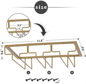 img 2 attached to 🍷 DreamiDeco 3-строчное подвесное крепление для столовых приборов под кабинетом: Проволочное держатель для бокалов для вина в золоте - на распродаже для кухни, бара и шкафа