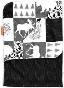 img 4 attached to 👶 Dear Baby Gear Deluxe Baby Blankets | Minky Print Reversible with Mountain, Moose, Bear & Woodgrain Design | 38x29 Inches | Premium Quilted Softness