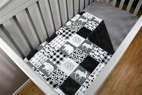 img 3 attached to 👶 Dear Baby Gear Deluxe Baby Blankets | Minky Print Reversible with Mountain, Moose, Bear & Woodgrain Design | 38x29 Inches | Premium Quilted Softness