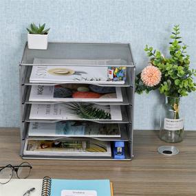 img 2 attached to 💿 EasyPAG 5-Tier Desktop and Mailroom Letter Sorter File Literature Organizer - Screw-Free Design in Sleek Silver