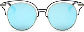 img 4 attached to Colored Vintage Sunglasses OWL 86042 C6 Silver Blue Mirror