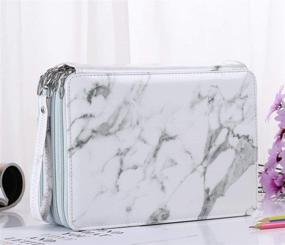 img 1 attached to 🖍️ Shulaner 200-Slot Marble White Colored Pencil Case: Large Capacity PU Leather Organizer with Zipper for Efficient Pen Storage