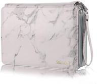🖍️ shulaner 200-slot marble white colored pencil case: large capacity pu leather organizer with zipper for efficient pen storage logo