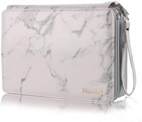 img 4 attached to 🖍️ Shulaner 200-Slot Marble White Colored Pencil Case: Large Capacity PU Leather Organizer with Zipper for Efficient Pen Storage