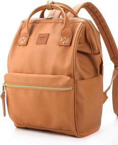 img 1 attached to 🎒 Fashionable Kah&amp;Kee Faux-Leather Backpack Diaper Bag: Ideal Travel and School Companion for Women and Men