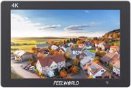 feelworld t7 7-дюймовый монитор для камеры с 4k hdmi входом/выходом, 1920x1200 ips full hd дисплеем, прочным алюминиевым корпусом, помощью видеосъемки dslr, фокусировкой по контуру и ложными цветами - батарея и зарядное устройство включены. логотип