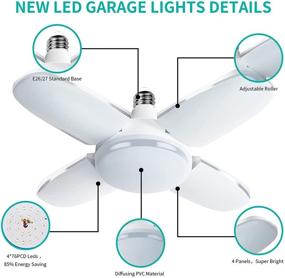 img 2 attached to 💡 Enhance Your Workspace with 6500K E26 Led Garage Light Bulb - Adjustable Panels for Maximum Illumination, Perfect for Garage, Workshop, and More - 60W, 4 Pack!
