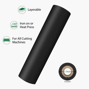 img 2 attached to 🔥 HTVRONT Black Heat Transfer Vinyl Roll - Premium 12" x 25ft Black Iron on Vinyl: Heavy Duty HTV for Clothing, Easy to Weed & Cut