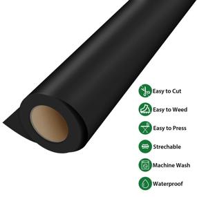 img 1 attached to 🔥 HTVRONT Black Heat Transfer Vinyl Roll - Premium 12" x 25ft Black Iron on Vinyl: Heavy Duty HTV for Clothing, Easy to Weed & Cut