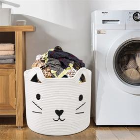 img 1 attached to 🐾 MHOMER XXL Storage Basket - Woven Baskets for Storage - Dog Baby Cat Toy Box - Extra Large Gift Blanket Basket - Living Room Cotton Rope Clothes Laundry Baskets - Cute Rope Baskets Storage