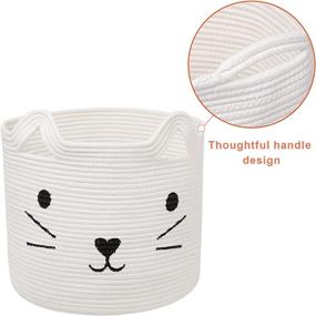 img 3 attached to 🐾 MHOMER XXL Storage Basket - Woven Baskets for Storage - Dog Baby Cat Toy Box - Extra Large Gift Blanket Basket - Living Room Cotton Rope Clothes Laundry Baskets - Cute Rope Baskets Storage